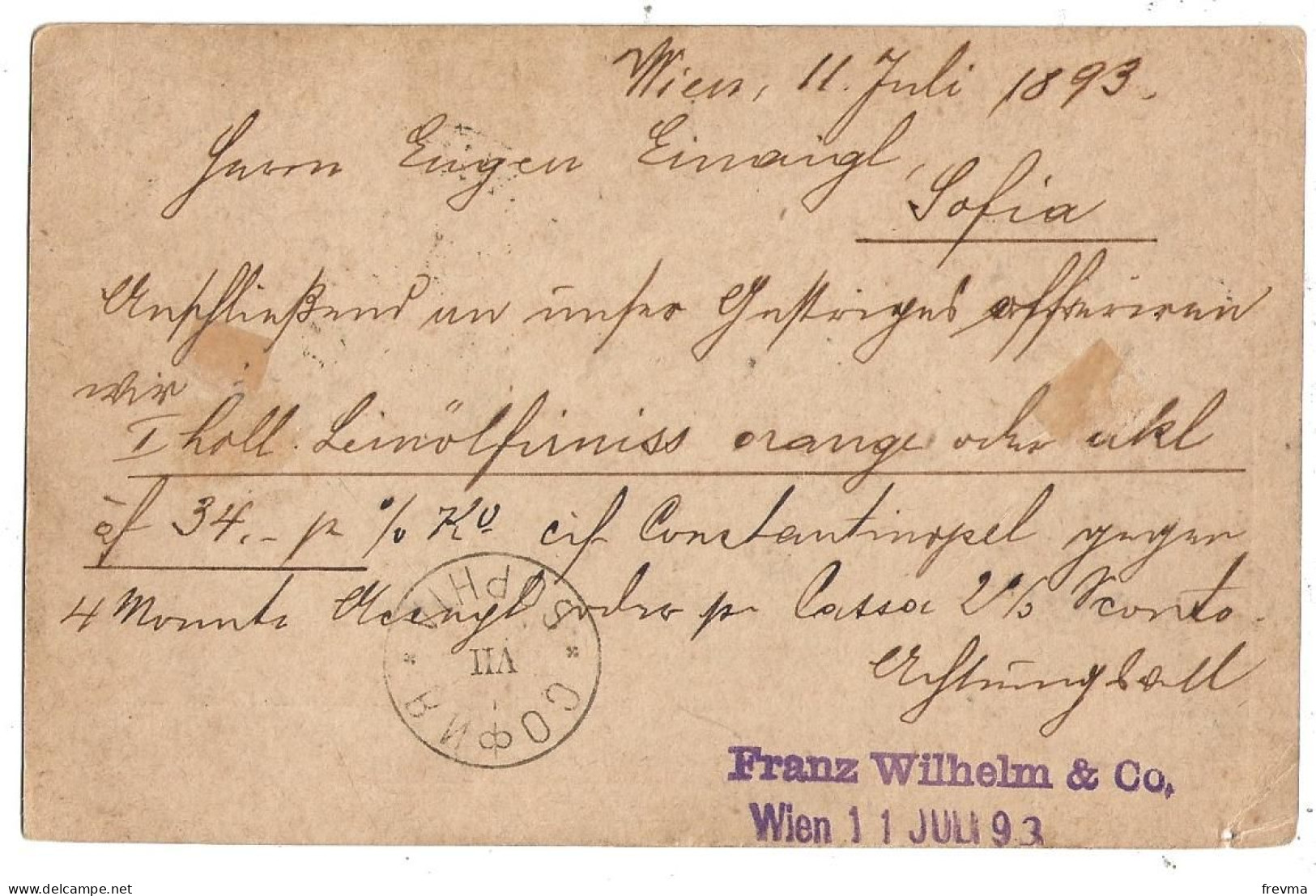 Entier Postaux Autriche Obliteration Wien 1893 - Carte-Lettere