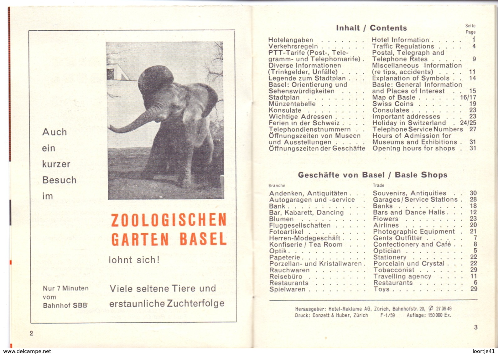 Brochure Dépliant Faltblatt Toerisme Tourisme - Hotel Touring & Red Ox Basel - Chambre 305 - Ca 1960 - Dépliants Touristiques