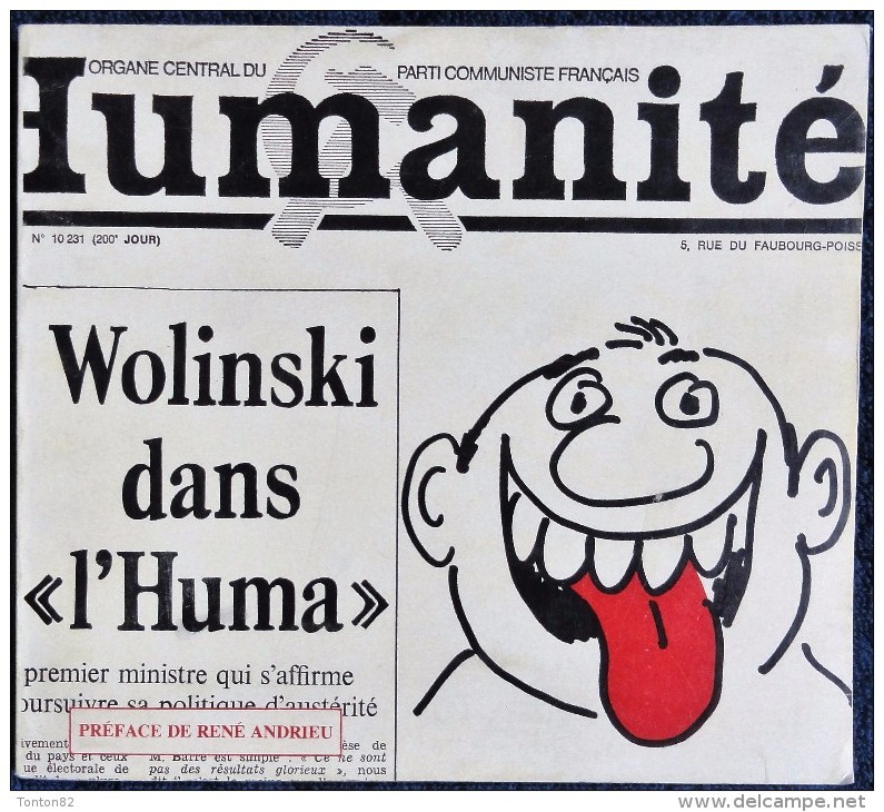 WOLINSKI Dans  " L'HUMA " - Éditions De L'Humanité - ( 1977 ) . - Wolinski