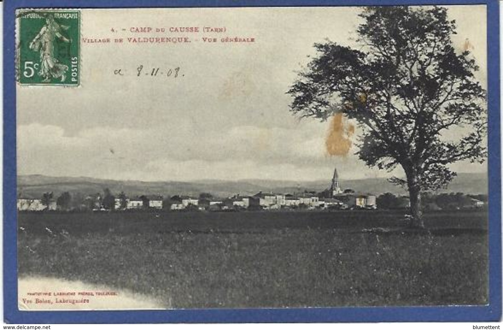 CPA Tarn 81 Labruguière Circulé Militaria Village De Valdurenque - Labruguière