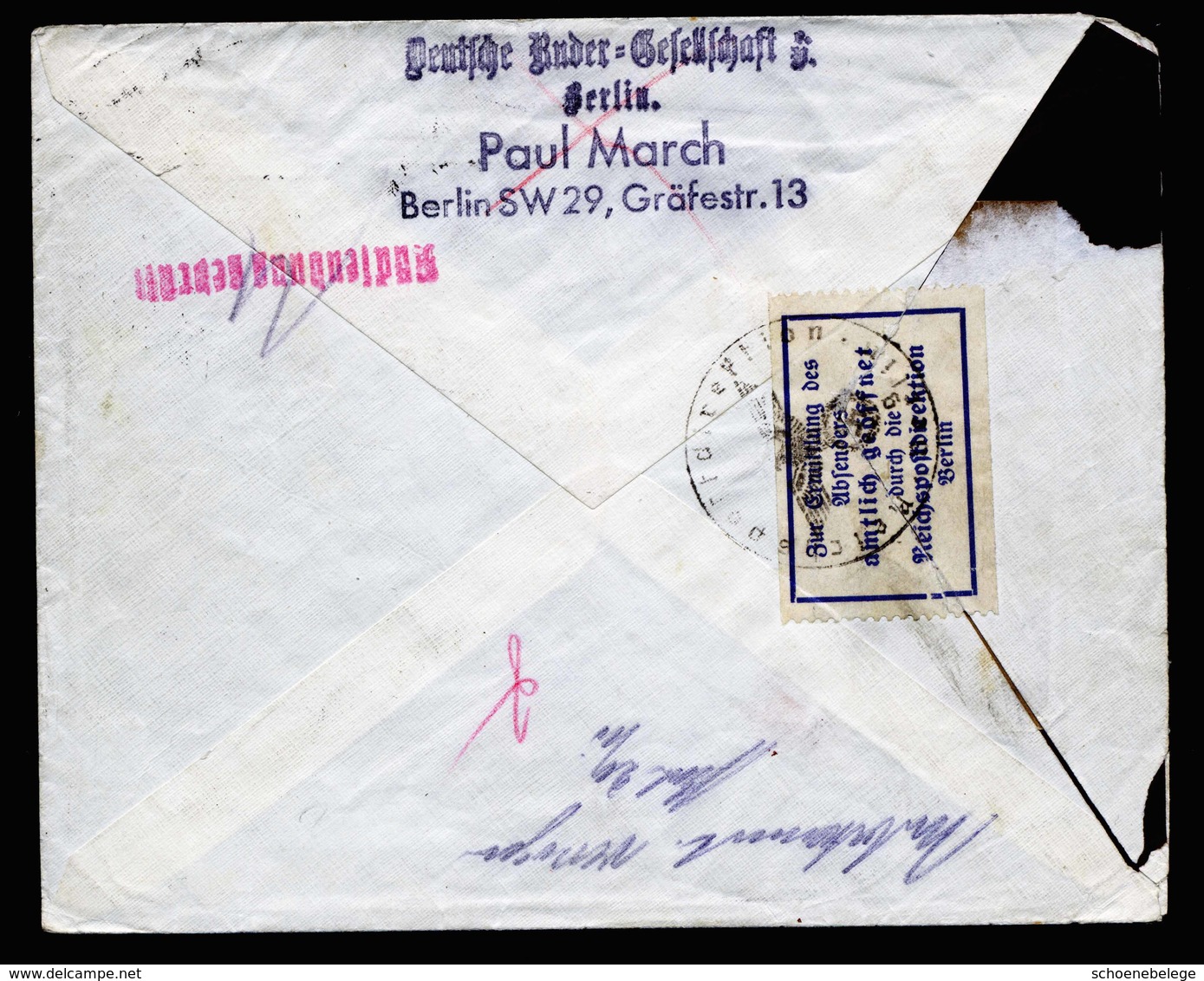 A5673) DR Ortsbrief Berlin 19.10.37 Nachgesandt U. Amtlich Geöffnet Retourverschluss - Briefe U. Dokumente