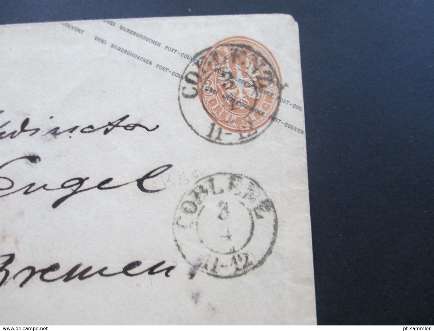 AD Preussen GA Umschlag 2 Stempel K2 Coblenz Nach Bremen Mit AK Stempel K2 Bremen - Ganzsachen