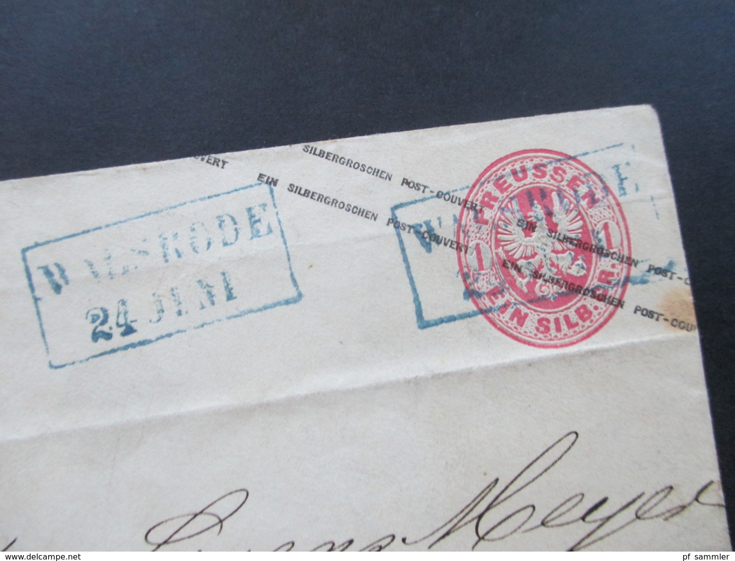 AD 1867 Preussen GA Umschlag 2 Blaue Stempel K2 Walsrode 24 Juni Nach Hamburg Mit AK Stempel Hamburg - Entiers Postaux