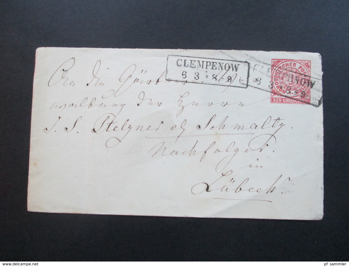 AD Norddt. Postbezirk GA Umschlag Mit 2x Schwarzem Stempel R2 Clempenow Nach Lübeck Gesendet! - Postal  Stationery