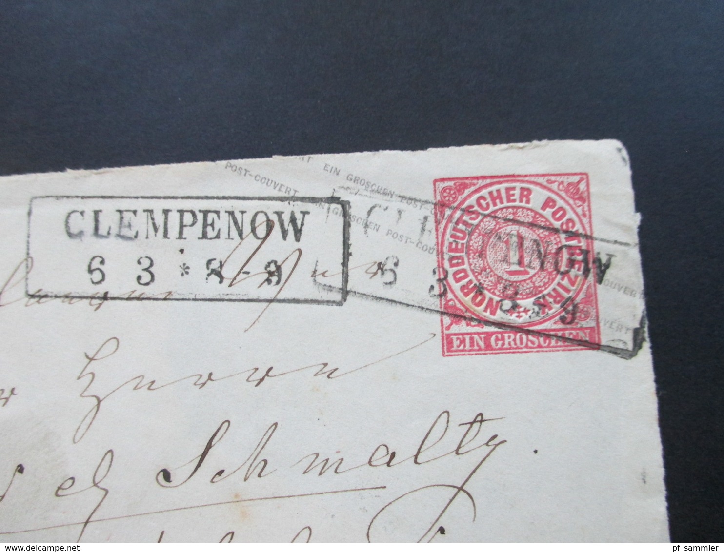 AD Norddt. Postbezirk GA Umschlag Mit 2x Schwarzem Stempel R2 Clempenow Nach Lübeck Gesendet! - Postal  Stationery