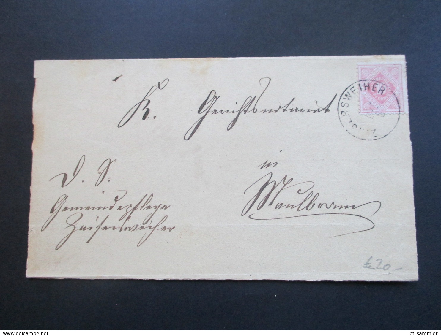 AD Württemberg 1881 Amtsbrief mit Dienstmarke. Doppelt verwendet!! Verzeichnis Notariatsbezirk Maulbronn