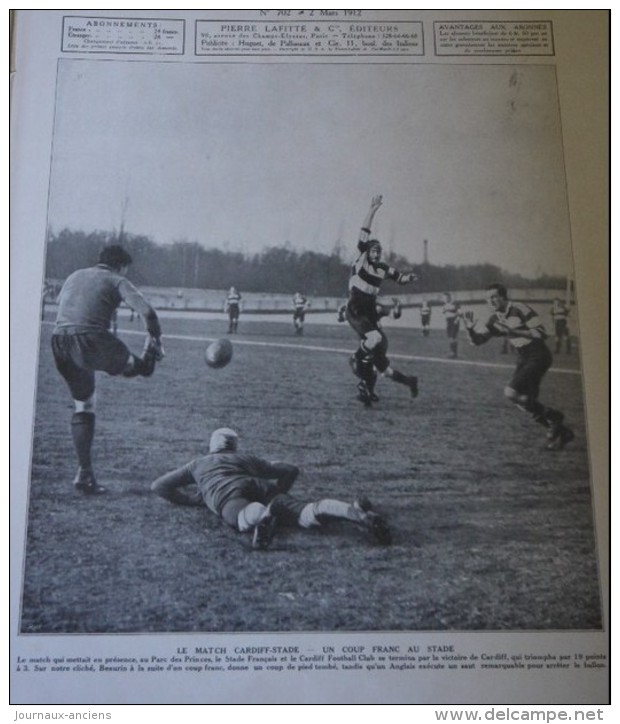 1912 RUGBY MATCH CARDIFF FOOTBALL CLUB - STADE FRANCAIS AU PARC DES PRINCE - 1900 - 1949