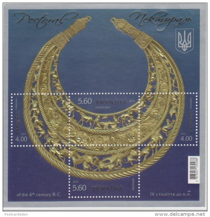 5 ITEMS LOT!!! 2013 Ukraine. Pectoral. Mi.# Block116A (1376A-1379A) MNH - SCYTHIAN GOLD JEWELLER ORNAMENT - Ukraine