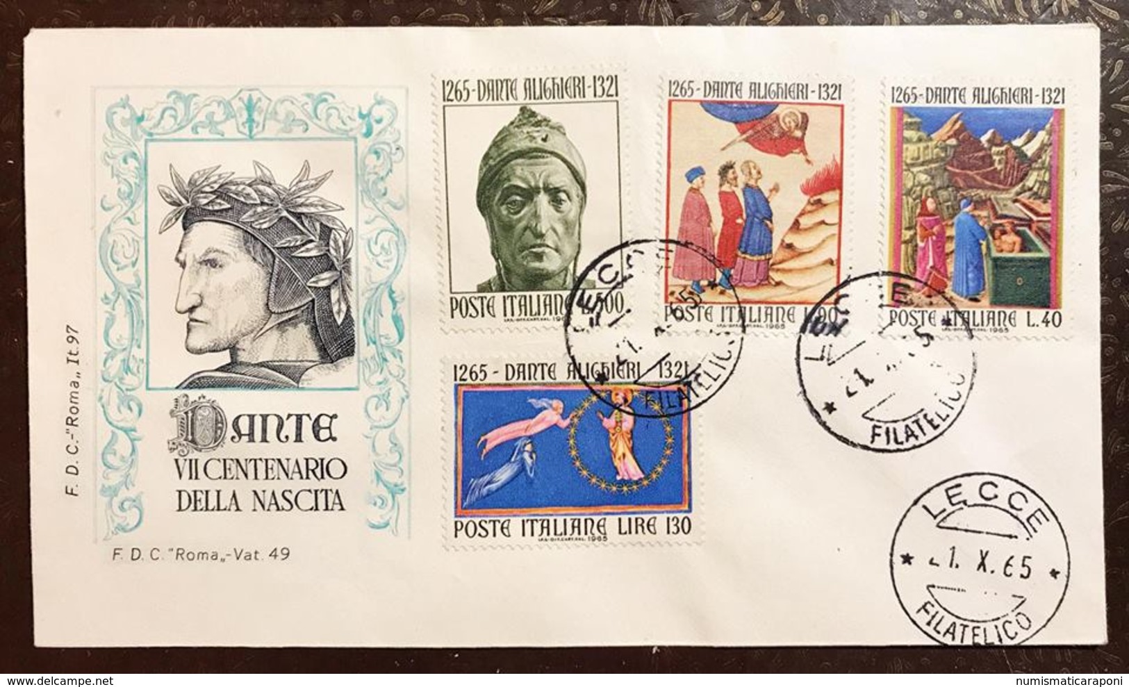 Italia Busta Primo Giorno 1965 Dante  Bu.238 - 1961-70: Storia Postale