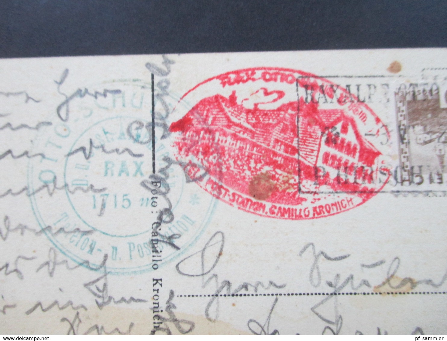 Österreich Postkarte Rax Mit Otto (Thörl) Schutzhaus Camillo Kronich Mit Hüttenstempel In Grün Und Rot! - Covers & Documents