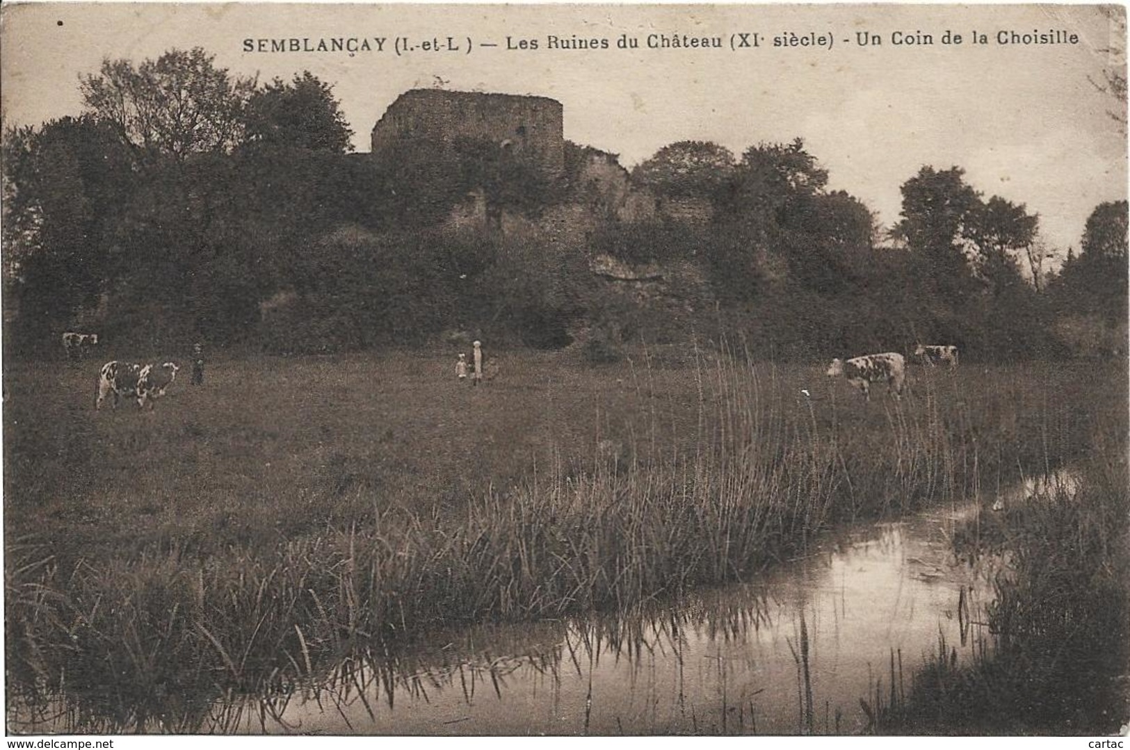 D37 - SEMBLANCAY - LES RUINES DU CHATEAU  (XIe SIECLE) - UN COIN DE LA CHOISILLE  - Femme:Homme:Enfant Et Vaches - Semblançay