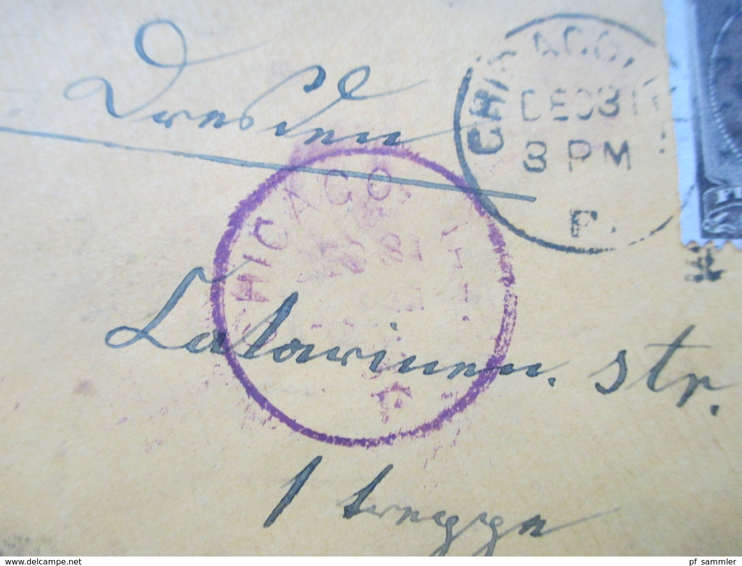 USA 1886 Beleg Nach Dresden Stempel Chicago Und Violetter Stempel Chicago AK Stempel Dresden - Covers & Documents