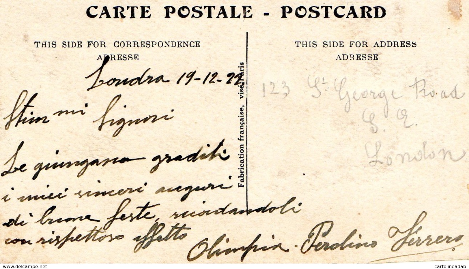 [DC7784] CPA - CARTOLINA RICAMATA IN RILIEVO - CHRISTMAS GREETINGS - Non Viaggiata 1922 - Old Postcard - Ricamate