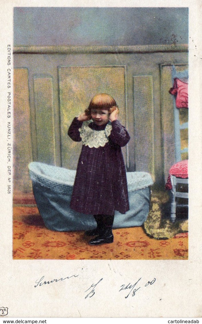 [DC7787] CPA - BAMBINA CON CULLA - Viaggiata 1900 - Old Postcard - Altri & Non Classificati