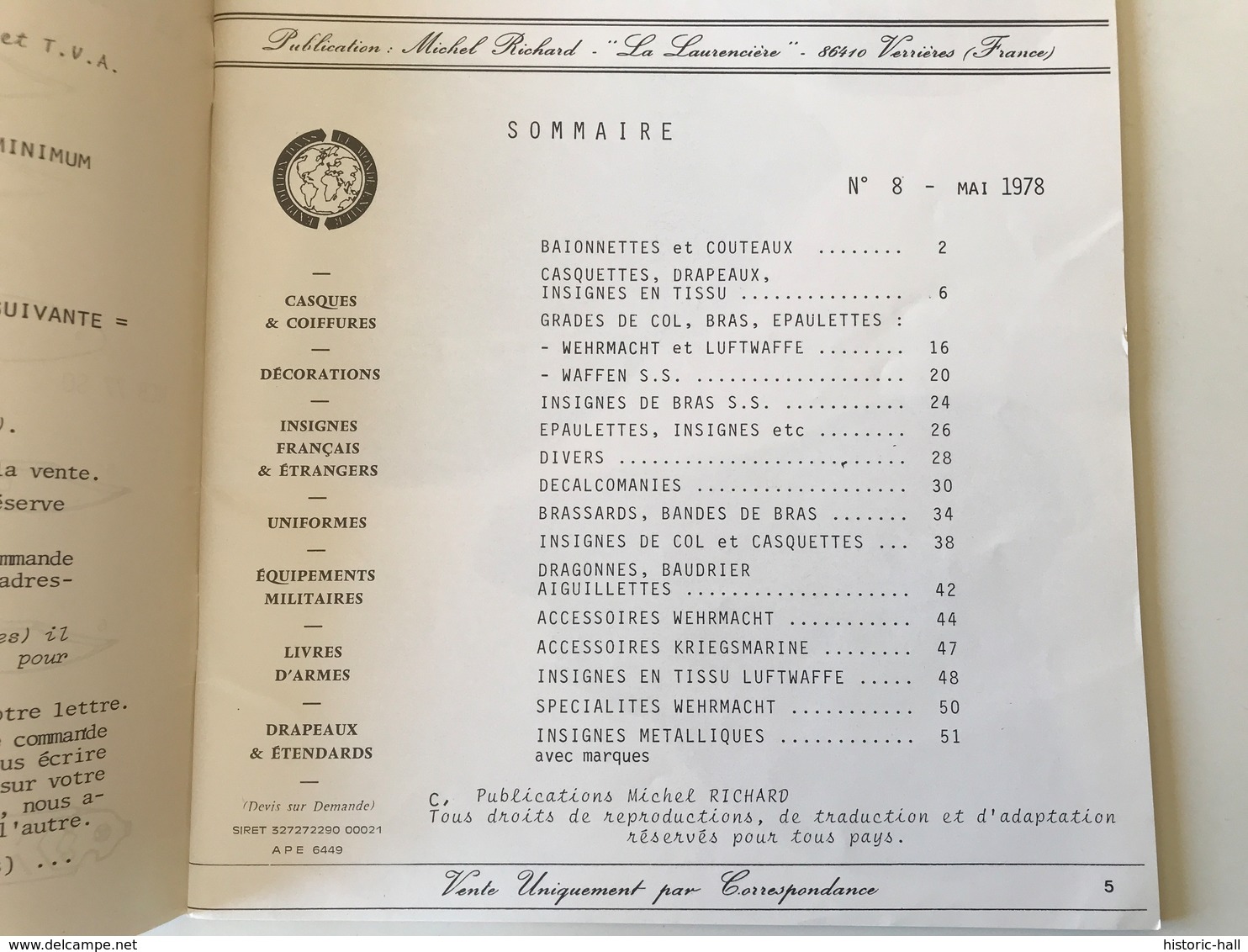 Catalogue INSIGNES N°8 - 1978 - Frankrijk