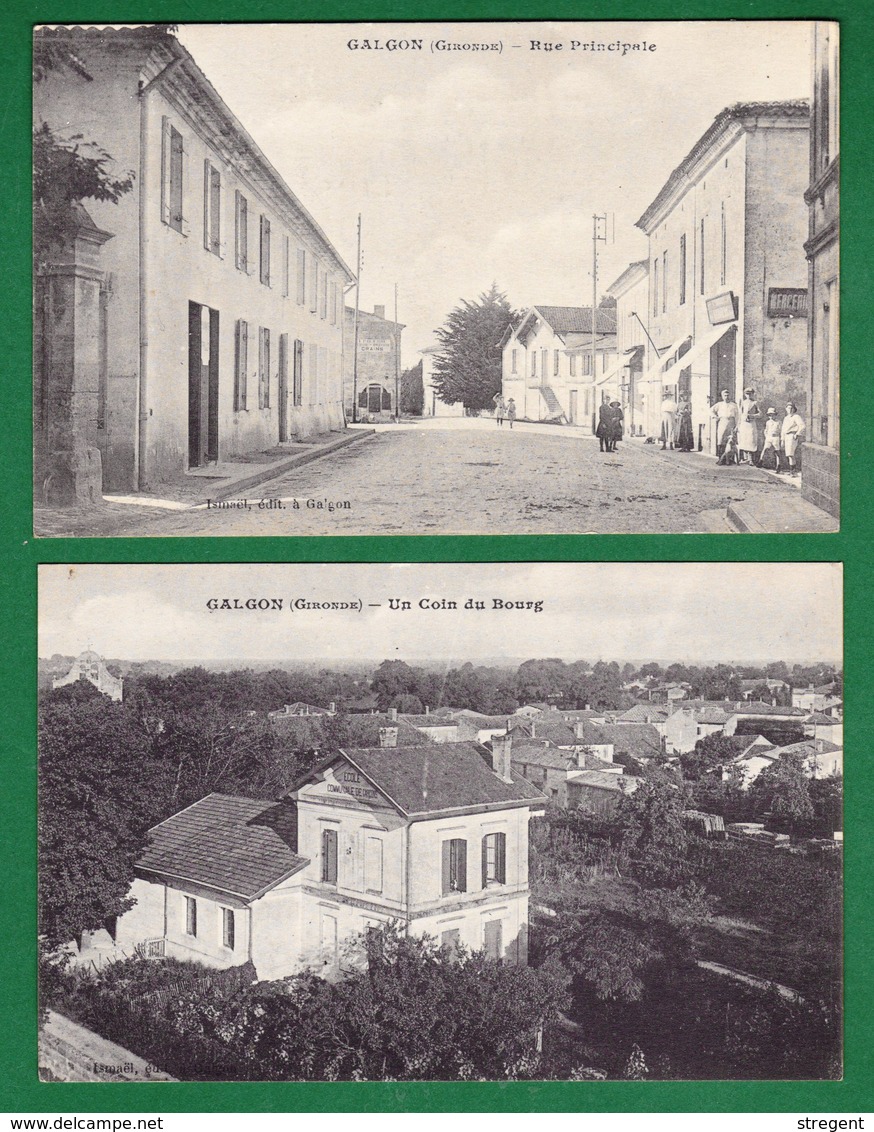 33 - GALGON - Rue Principale Et Un Coin Du Bourg - 2 CPA - Autres & Non Classés