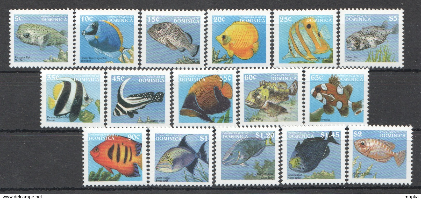 L872 DOMINICA FAUNA FISH & MARINE LIFE 1 BIG SET MNH - Vita Acquatica