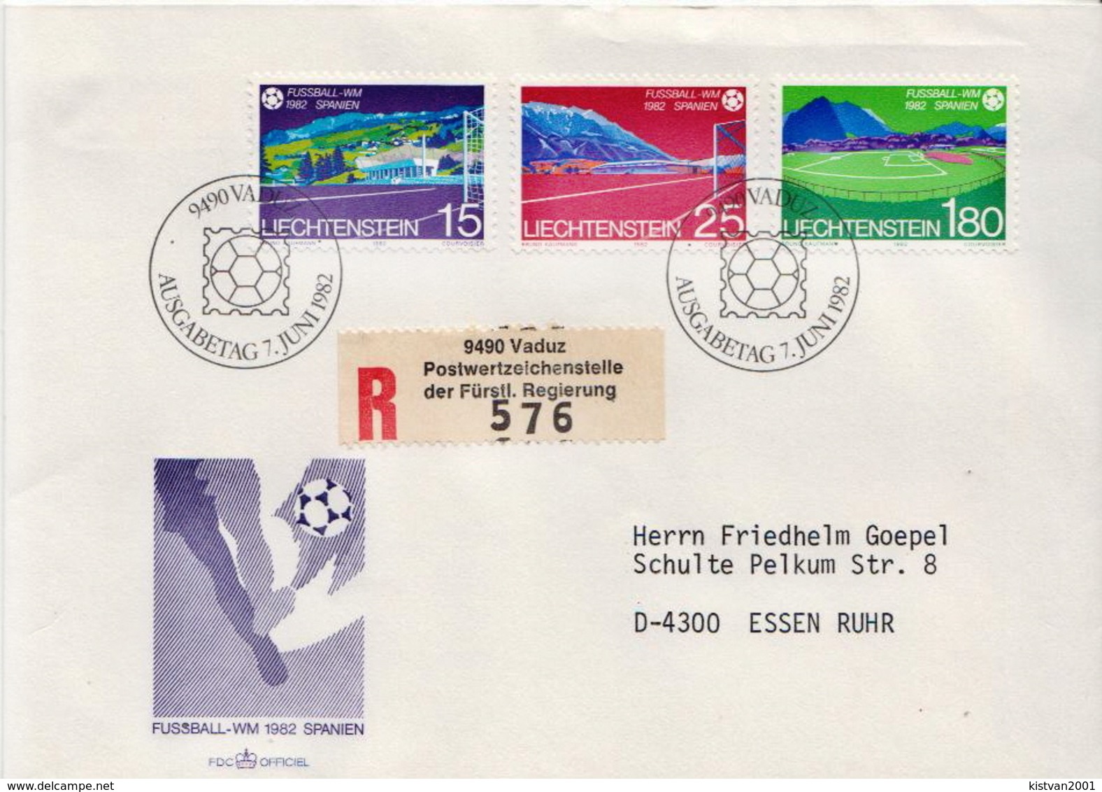 Postal History Cover: Liechtenstein Used FDC - 1982 – Espagne