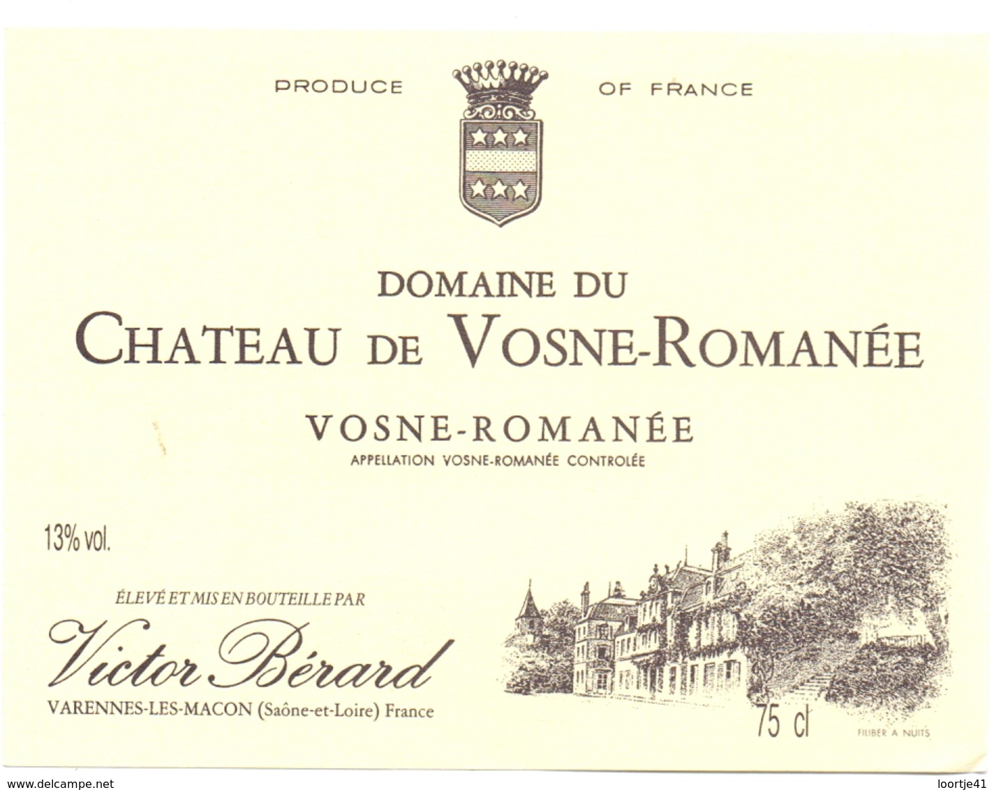 Etiket Etiquette - Vin - Wijn - Chateau Vosne Romanée - Victor Bérard - Sonstige & Ohne Zuordnung