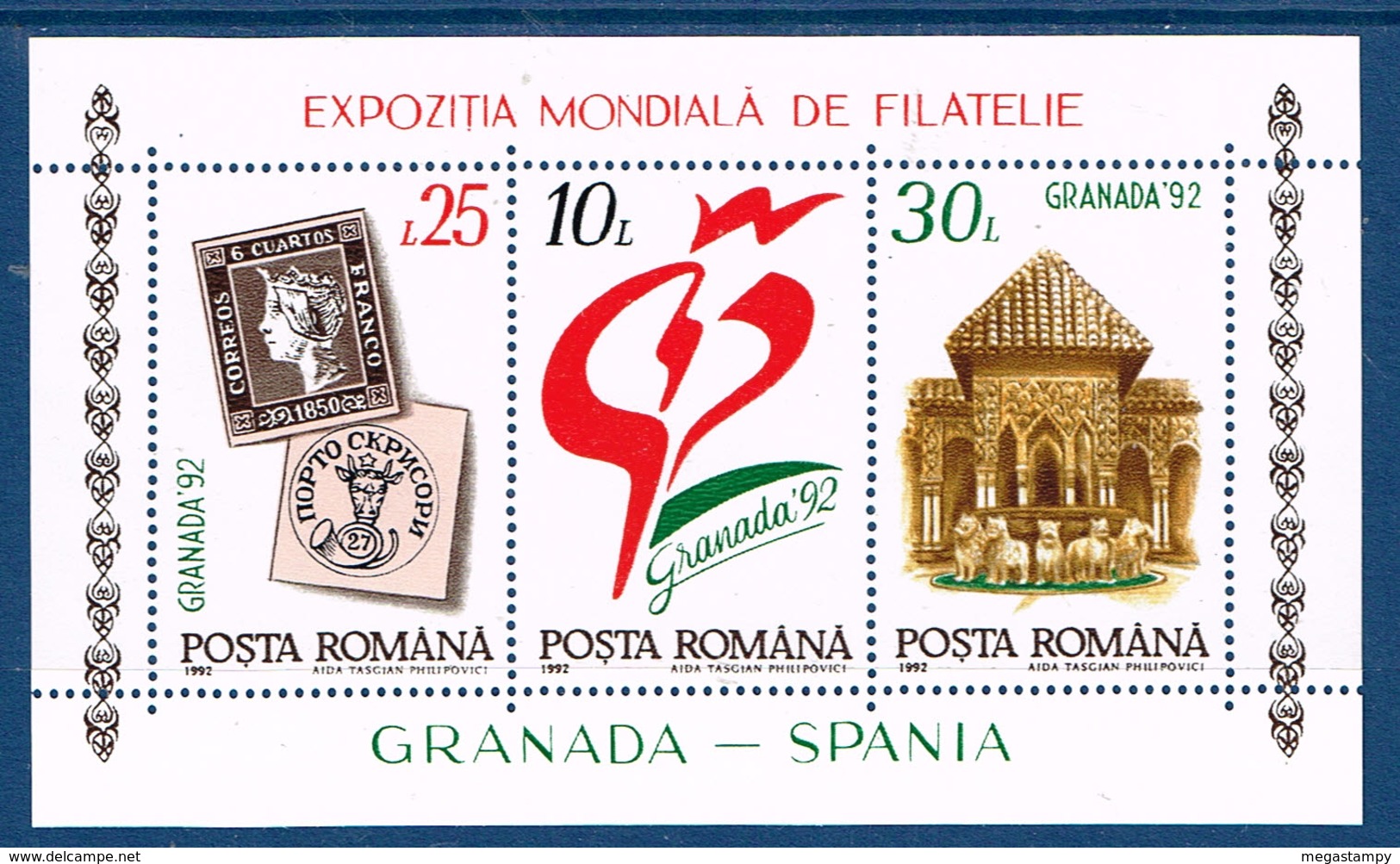 Rumänien  1992 ,  " World Stamp Exposition Granada "   Mi.  Block 272   Postfrisch / MNH / Nouveau - Ungebraucht