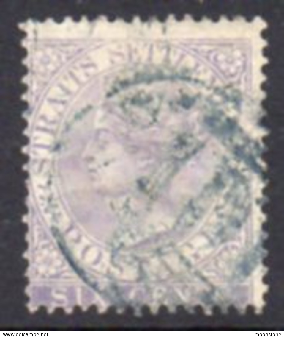 Malaya Straits Settlements 1867-72 6c Dull Lilac, Wmk. Crown CC, Used, SG 13 - Straits Settlements