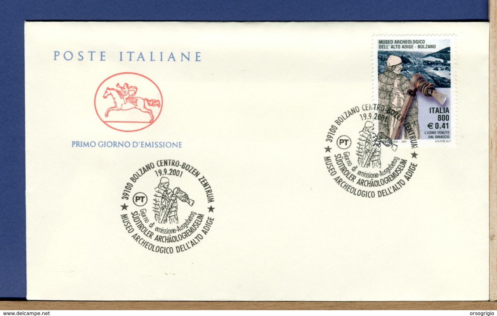 ITALIA - FDC CAVALLINO 2001 -  BOLZANO - MUSEO ARCHEOLOGICO ALTO ADIGE - SUDTIROLER ARCHAOLOGIEMMUSEUM - Archéologie