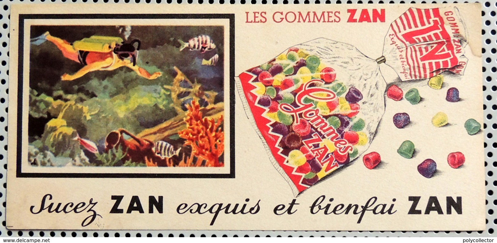 Buvard Les Gommes ZAN Sucez ZAN Exquis Et Bienfai ZAN Plongée Sous-marine Et Poissons Exotiques - Sucreries & Gâteaux