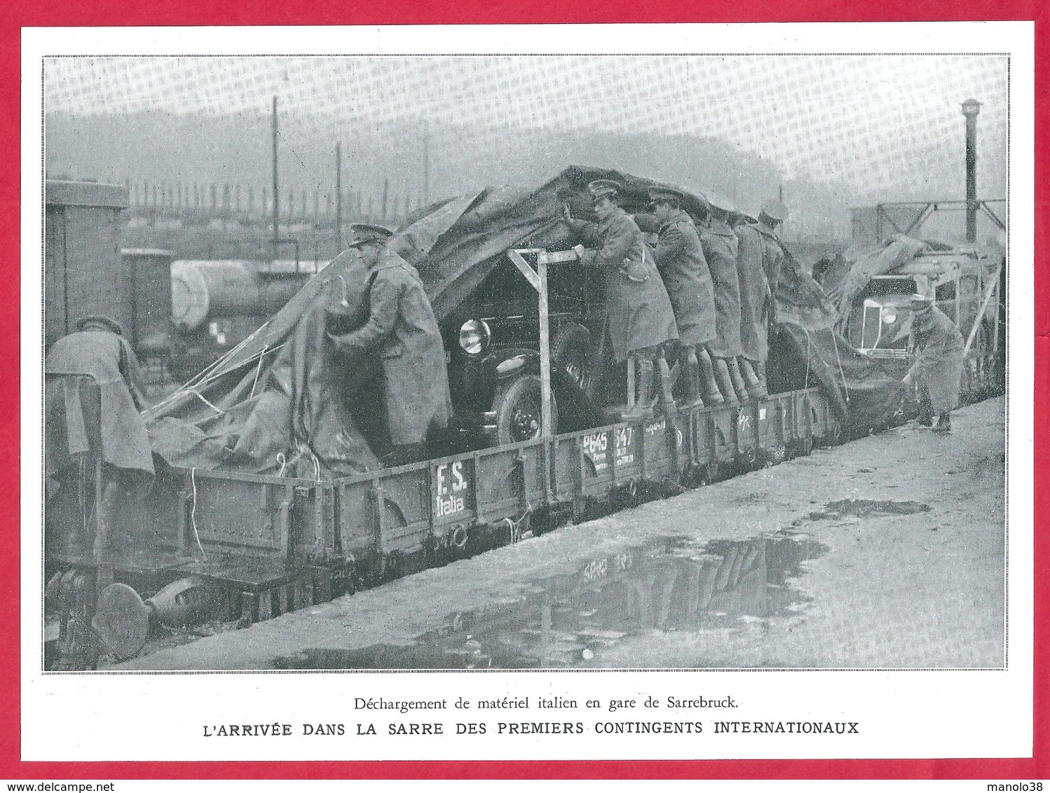 L'arrivée Dans La Sarre Des 1er Contingents Internationaux. Débarquement De Materiel Italien En Gare De Sarrebruck. 1934 - Autres & Non Classés