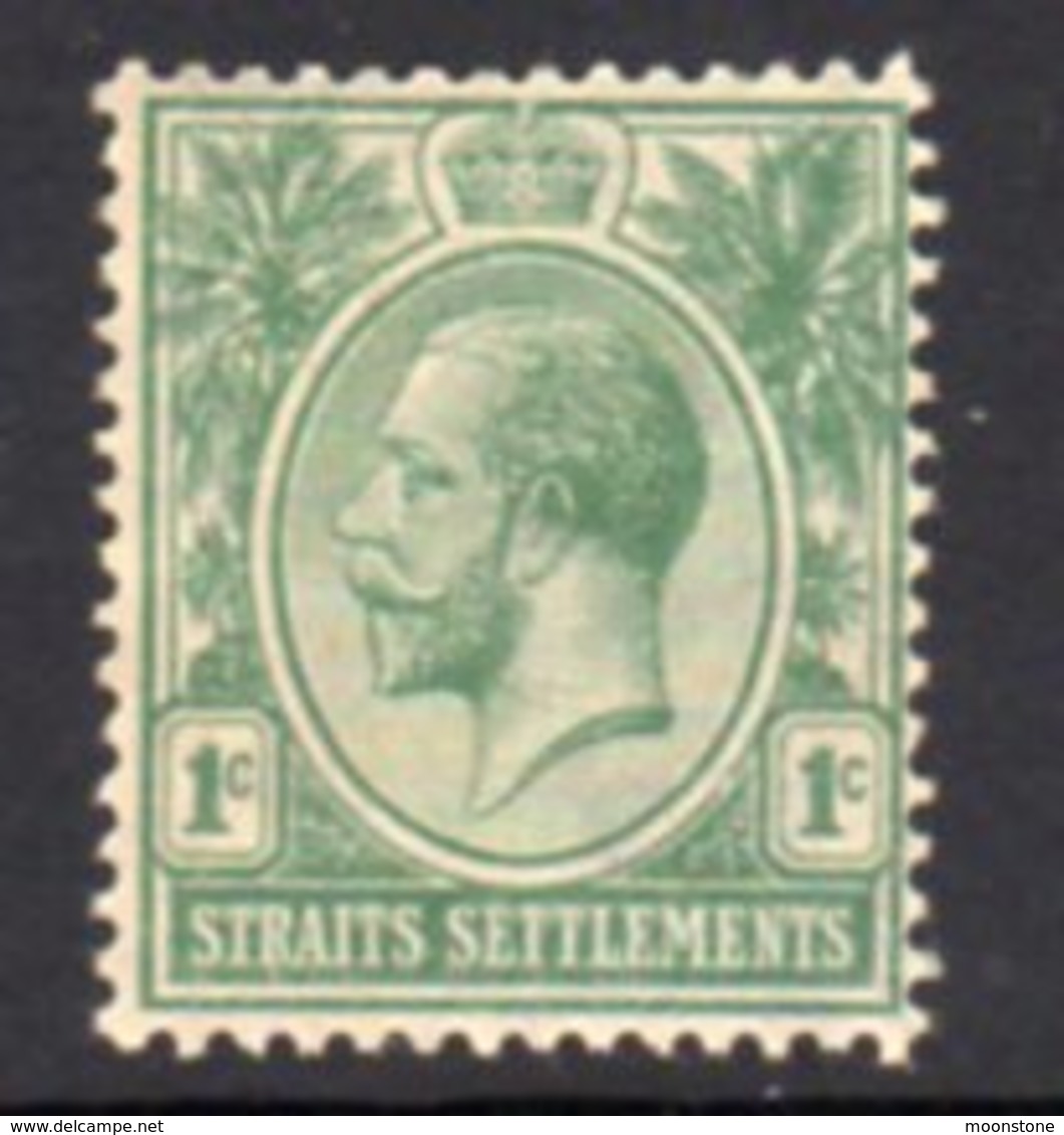 Malaya Straits Settlements GV 1912-23 1c Pale Green, Wmk. Multiple Crown CA, Hinged Mint, SG 193a - Straits Settlements