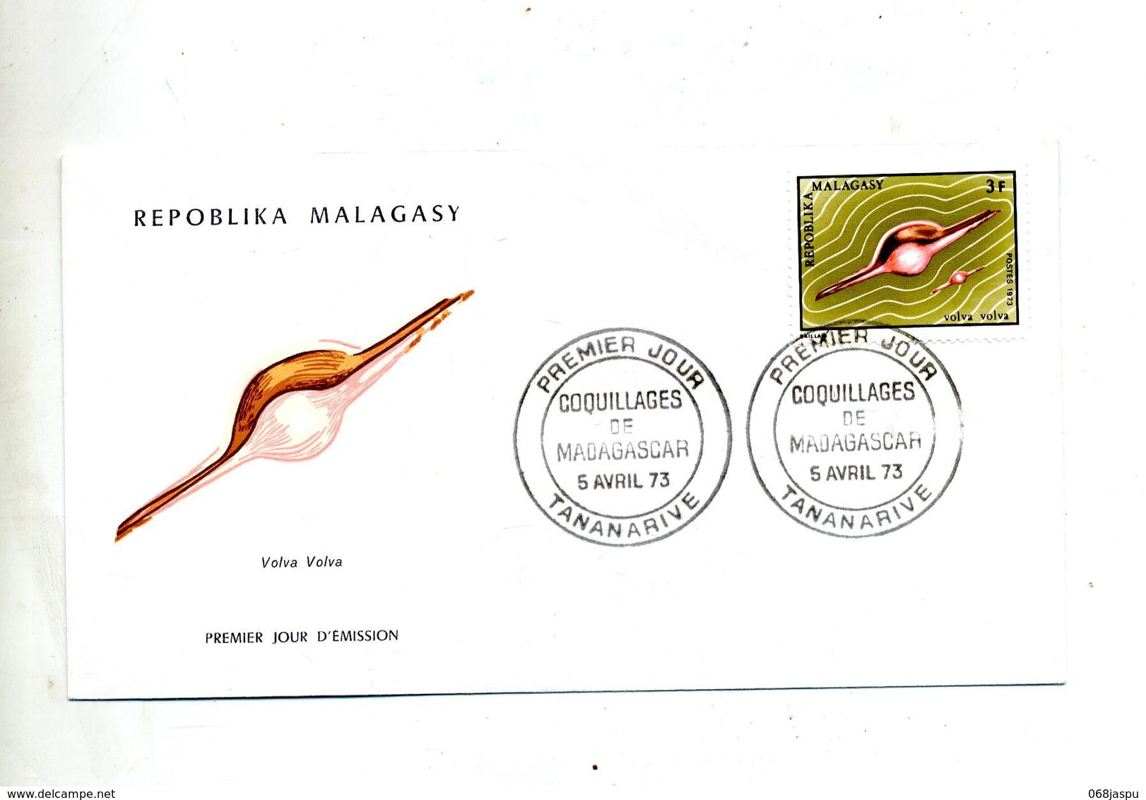 Lettre Fdc 1973 Coquillage - Madagascar (1960-...)