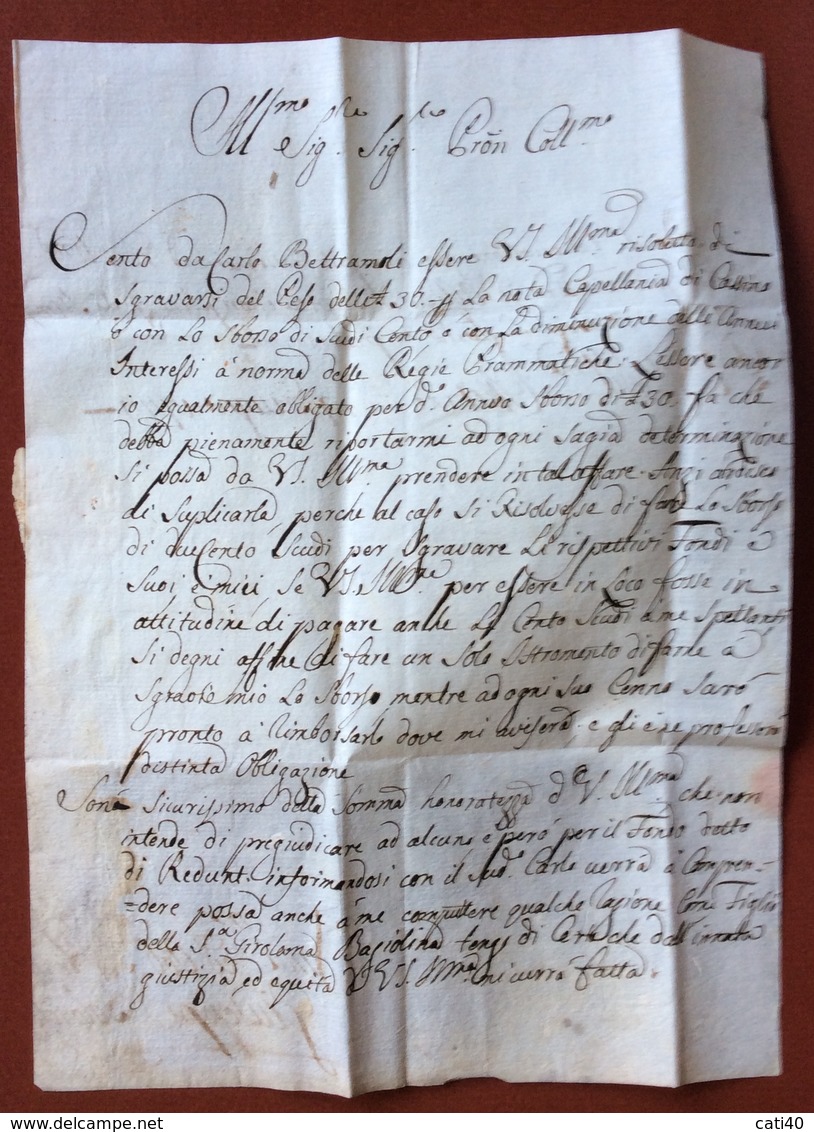 MILANO 19/6/1772  LETTERA COMPLETA  A CARLO VICARIO BARONE DI S.AGABIO A CANNERO - 1. ...-1850 Prefilatelia