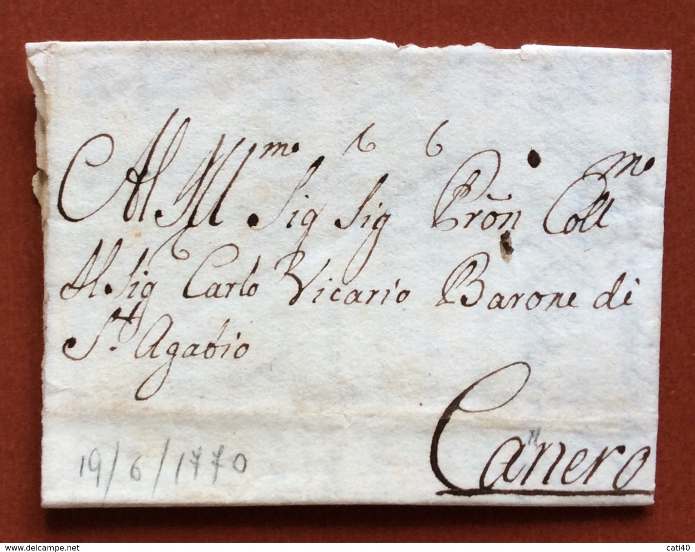 MILANO 19/6/1772  LETTERA COMPLETA  A CARLO VICARIO BARONE DI S.AGABIO A CANNERO - ...-1850 Voorfilatelie