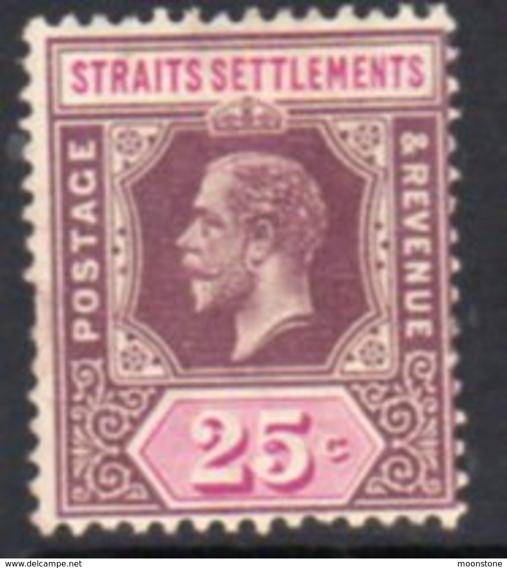 Malaya Straits Settlements GV 1912-23 25c Dull Purple & Mauve, Wmk. Multiple Crown CA, Hinged Mint, SG 205 - Straits Settlements