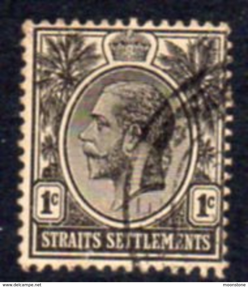Malaya Straits Settlements GV 1912-23 1c Black, Wmk. Multiple Crown CA, Used, SG 194 - Straits Settlements