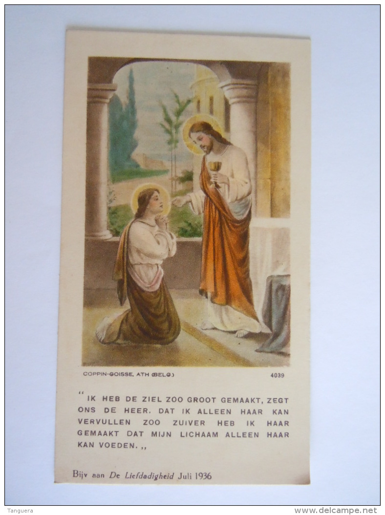 Image Pieuse Holy Card Santini Jezus Communie Jésus Communion 1936 Coppin-Goisse Ath Belgium 4039 - Santini