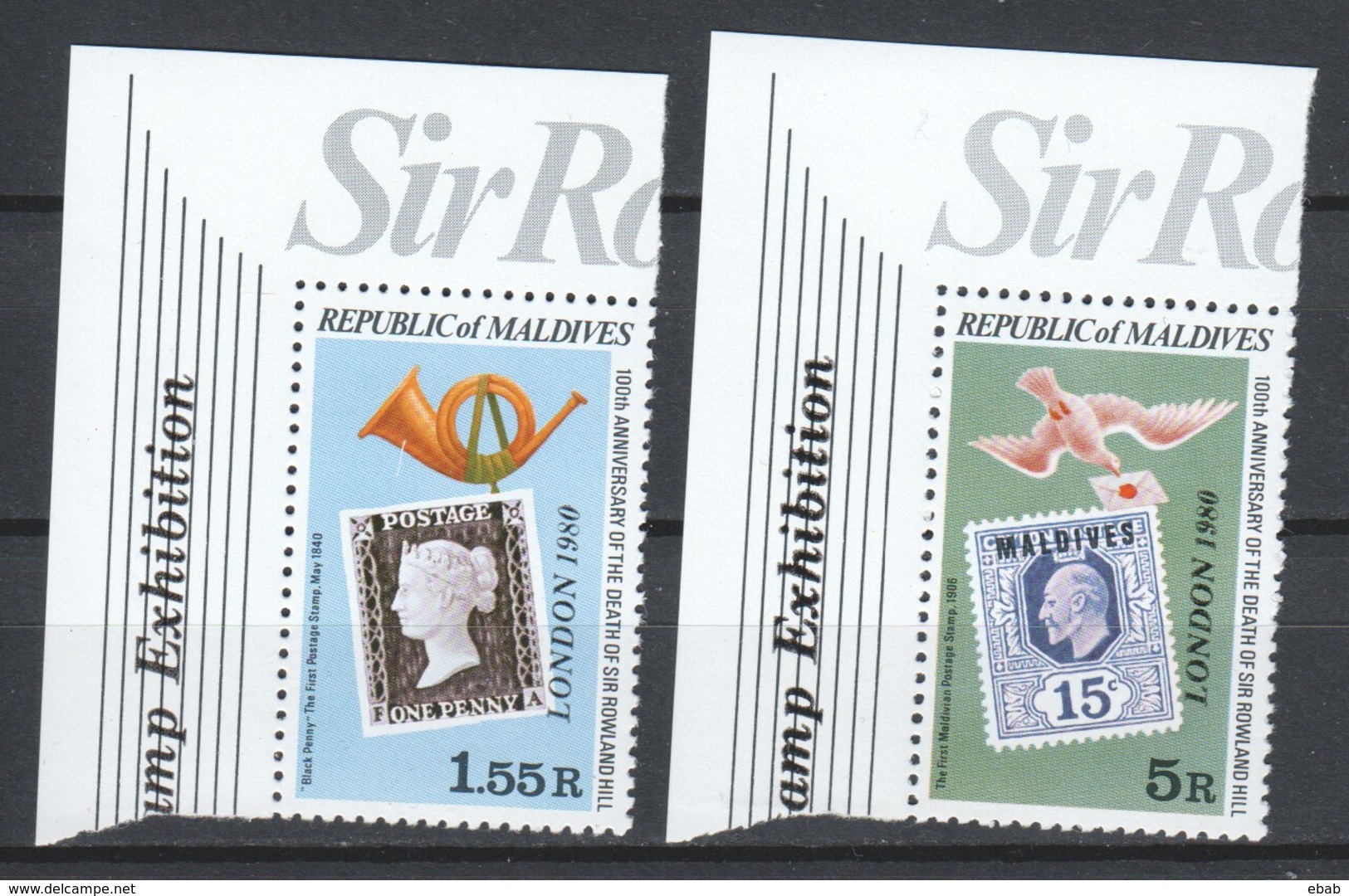 Maldives 1980 Mi 875-876C MNH STAMP ON STAMP - Stamps On Stamps