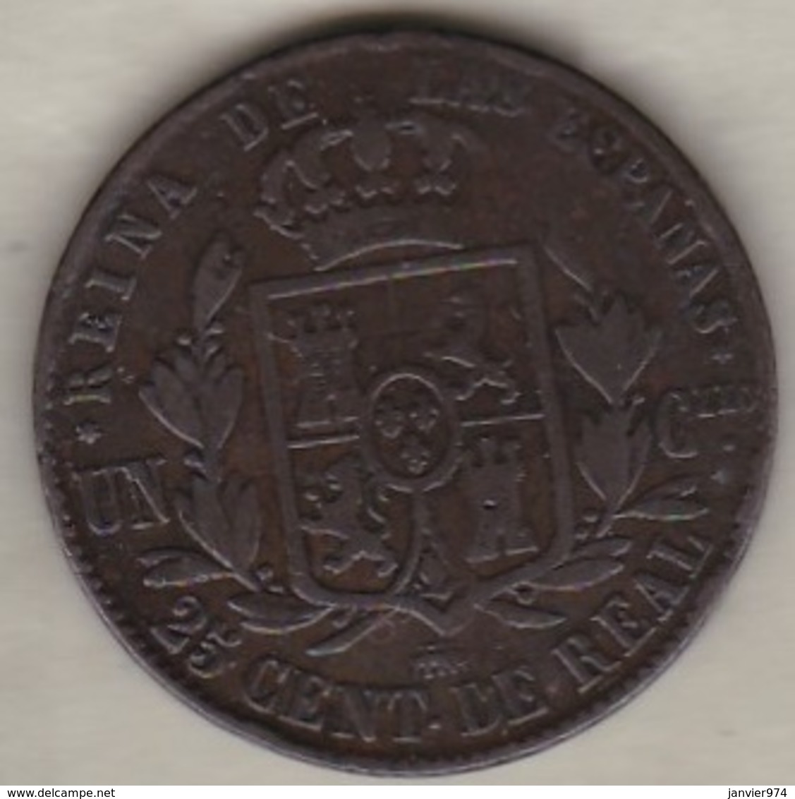 Espagne 25 Centimos De Real 1857 Segovia . ISABEL II, En Cuivre, KM# 615 - Erstausgaben