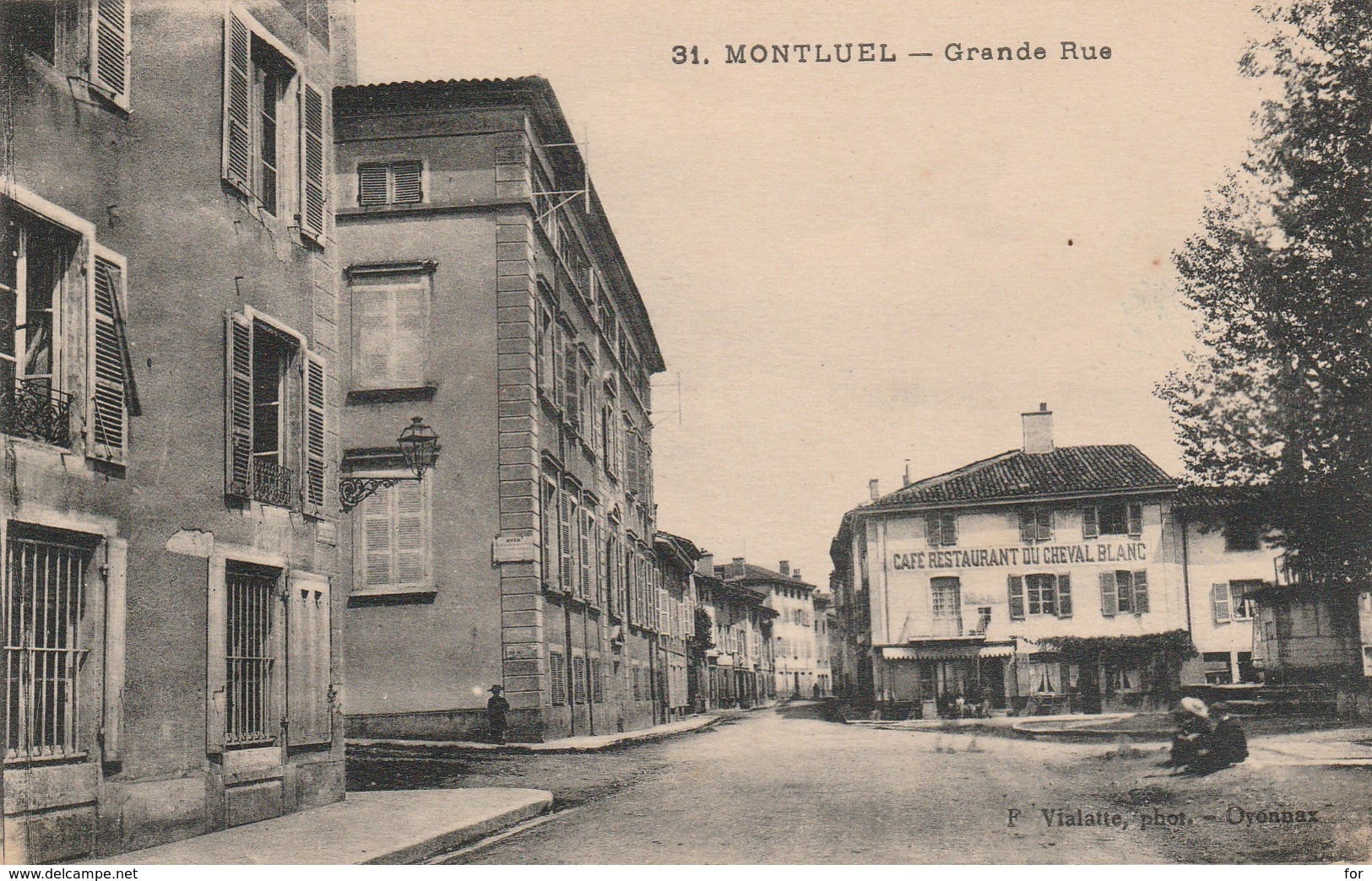 Ain : MONTLUEL : Grande Rue ( Café Restaurant Du Cheval Blanc ) - Montluel