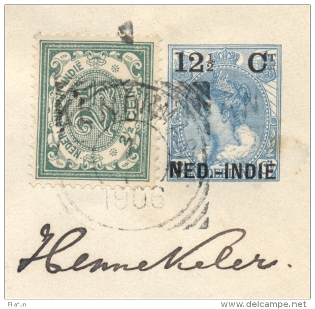 Nederlands Indië - 1906 - 12,5 Cent Bontkraag, Envelop G19 L KENDANGAN En VK BANDJERMASIN Via Singapore Nr Scheveningen - Niederländisch-Indien