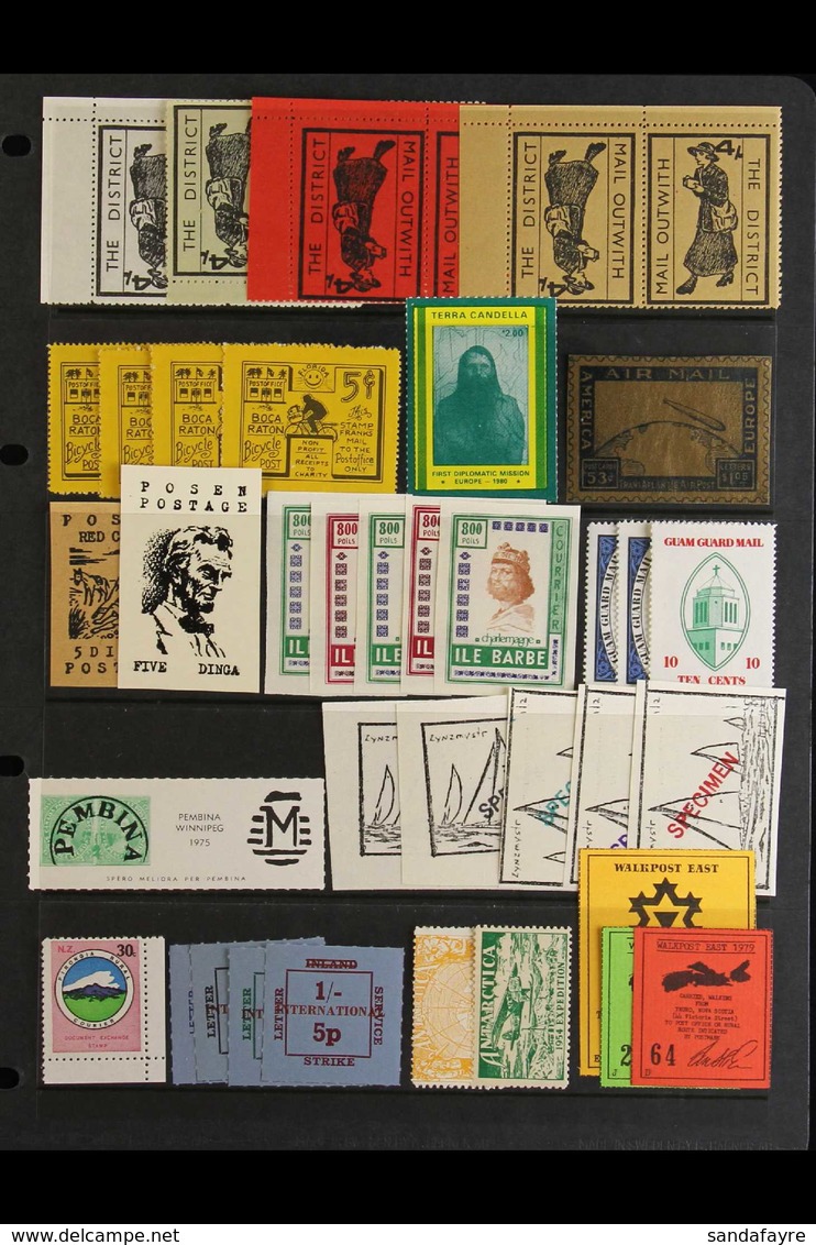 WORLD LOCAL BOGUS & FANTASY STAMPS 1950's-1990's Assembly Of Mostly Never Hinged Mint Local & Bogus Stamps On Stock Page - Other & Unclassified