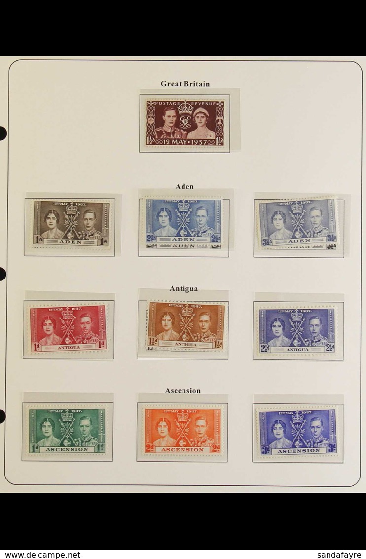 1937 BRITISH COMMONWEALTH KGVI CORONATION. A Complete Omnibus Collection Of The 1937 Coronation Presented In Mounts On P - Autres & Non Classés