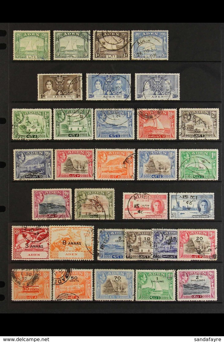 1937-63 ALL DIFFERENT USED COLLECTION Presented On A Trio Of Stock Pages & Includes KGVI Ranges To 5r, QEII To 10s, Stat - Aden (1854-1963)