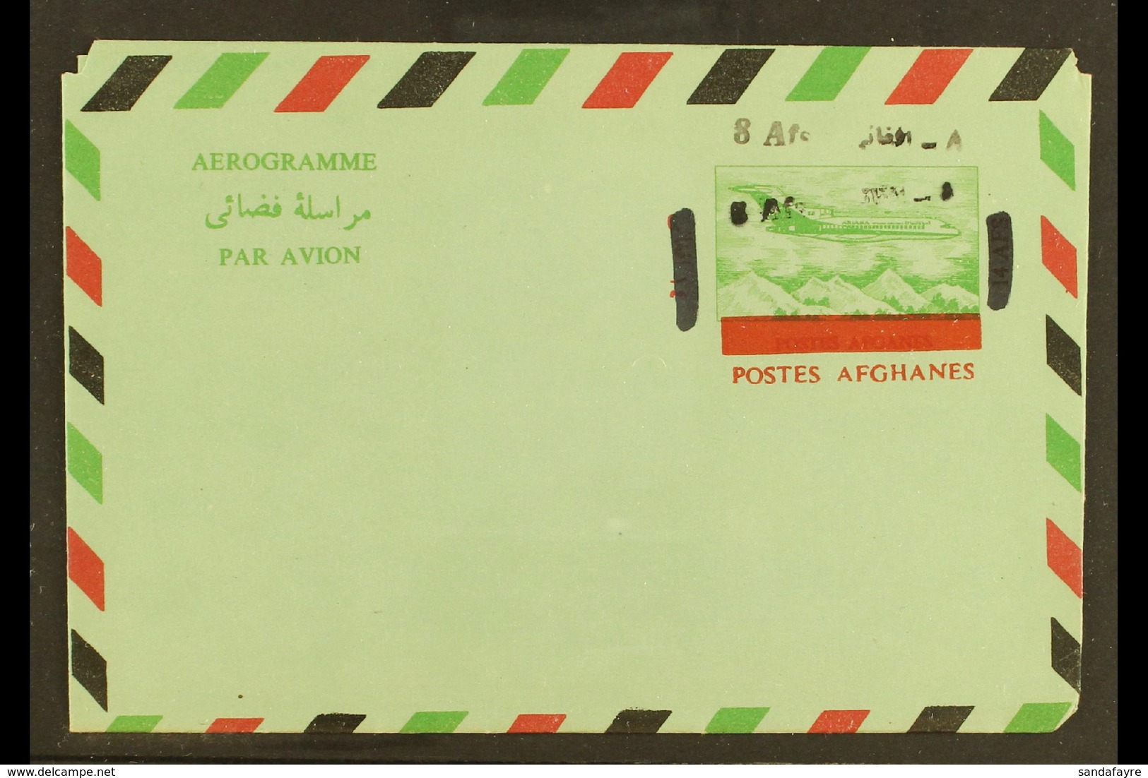 1972 8a On 14a Type II Postal Stationery Aerogramme With DOUBLE SURCHARGE Variety, Fine Unused. For More Images, Please  - Afghanistan