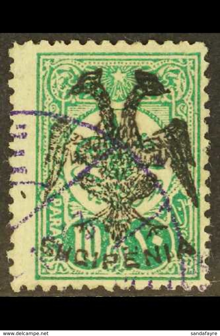 1913 10p Green, Perf 12, Ovptd "Eagle" In Black, SG 5, Very Fine Used. Signed Rendon. Cat £250 For More Images, Please V - Albanien