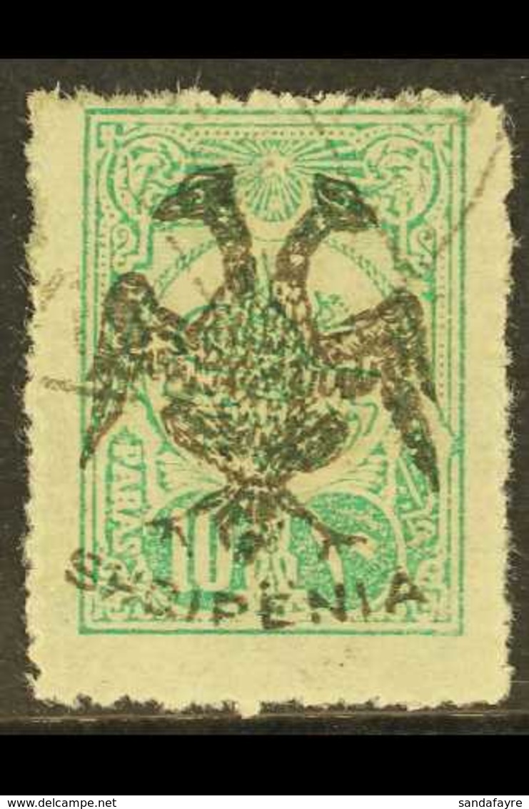 1913 10pa Green Ovptd "Eagle" In Black, SG 5, Very Fine Used. Signed Calves. Cat £250 For More Images, Please Visit Http - Albanien