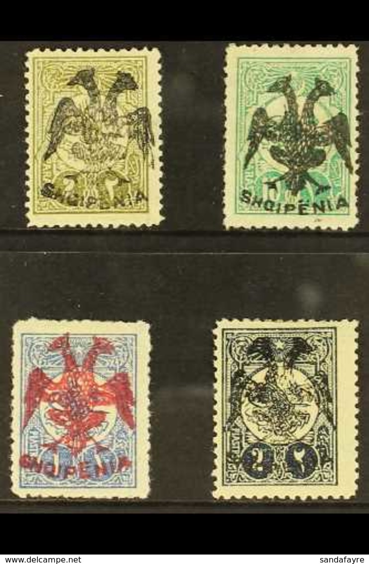 1913 Eagle Ovpts, Mint Selection With 2pa Olive, 10pa Green, 1pi Ultra (in Red) And 2pi Blue Black, SG 3, 5, 7, 8, Fine  - Albanie