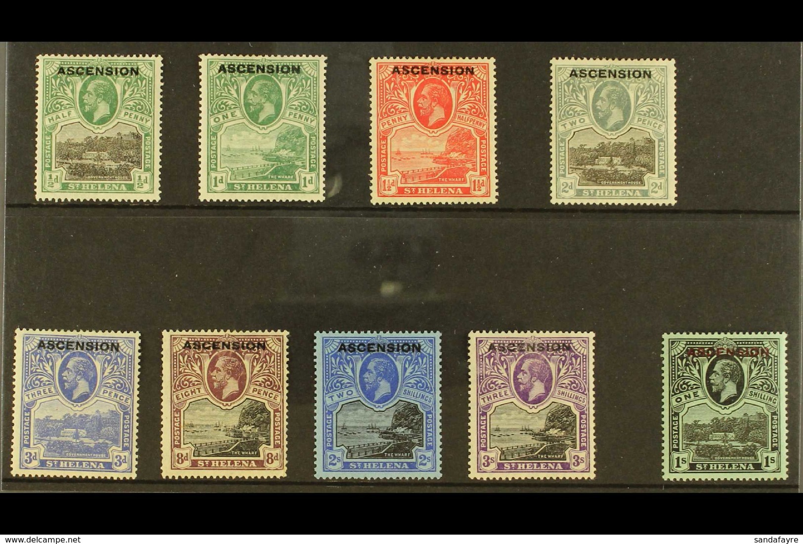 1922 Overprinted Definitive Set, SG 1/9, Fine Mint (9 Stamps) For More Images, Please Visit Http://www.sandafayre.com/it - Ascension