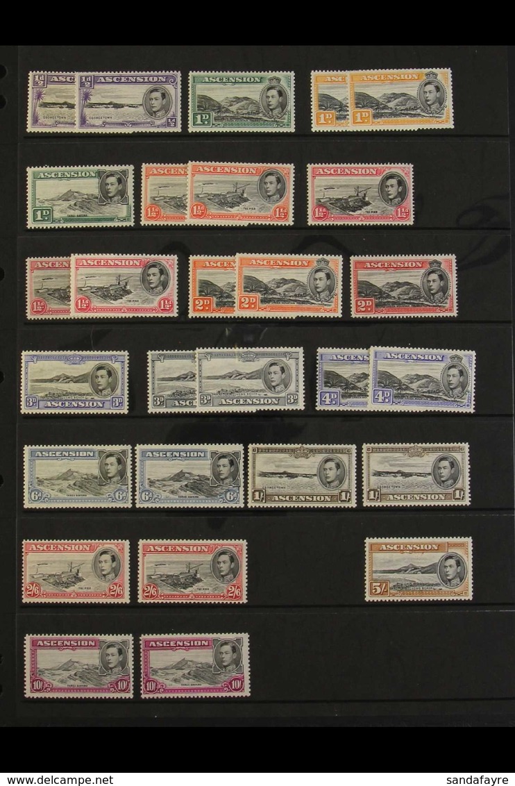 1938-53 NEVER HINGED MINT Complete Set, SG 38/47, With Most Additional Perfs To 2s 6d And 10s, Lovely ! (28 Stamps) For  - Ascension (Ile De L')