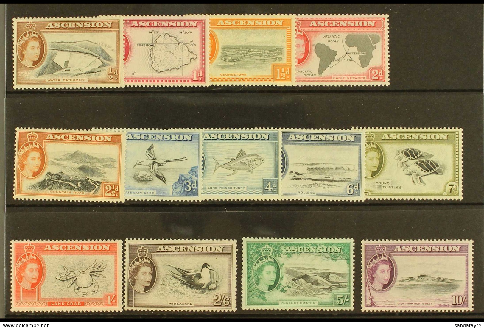 1956 Complete Definitive Set, SG 57/69, Very Fine Mint (13 Stamps) For More Images, Please Visit Http://www.sandafayre.c - Ascension (Ile De L')