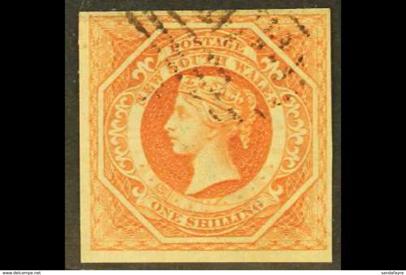 NEW SOUTH WALES 1854-59 1s Rosy Vermilion Imperf Diadem With ERROR OF WATERMARK "8", SG 99a, Very Fine Used With Four Go - Autres & Non Classés